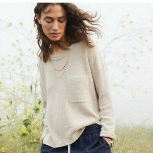 Madewell Thompson beige/tan pullover knit sweater drop shoulder hi lo pocket